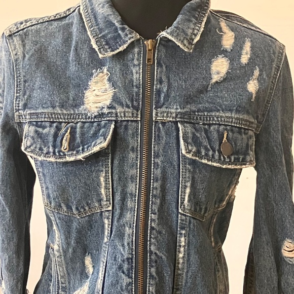 Carmar distressed/deconstructed zipper sleeve jacket - Picture 9 of 17